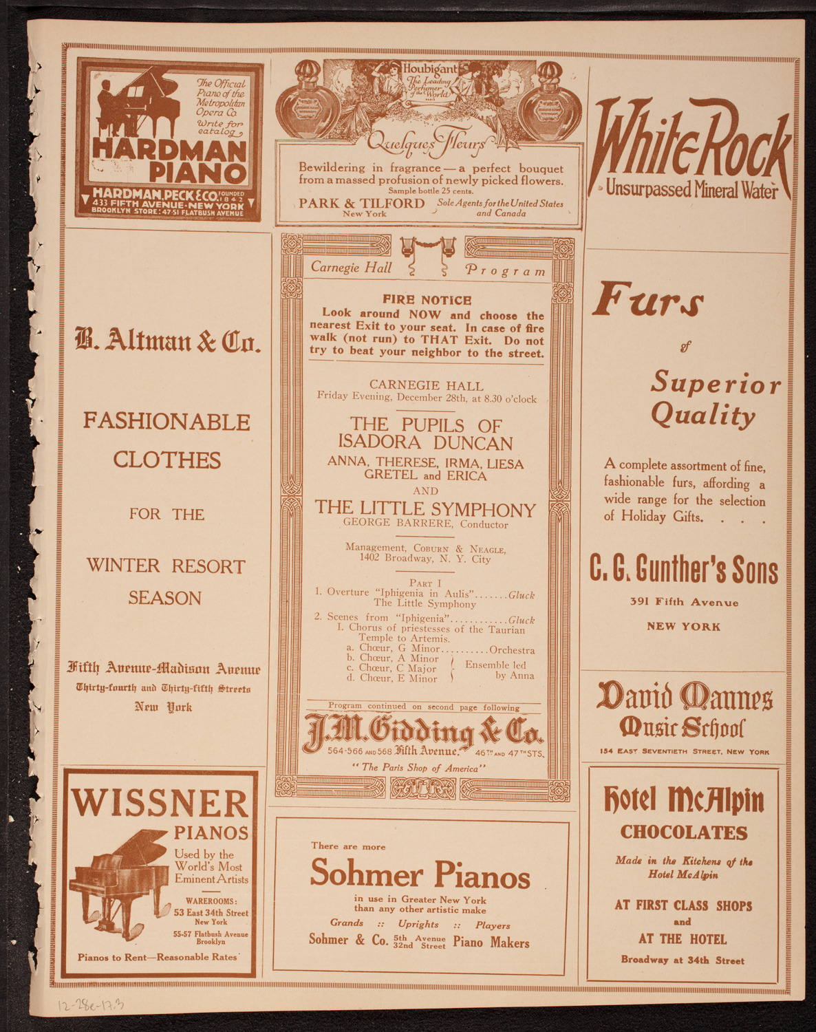 Pupils of Isadora Duncan with The Little Symphony, December 28, 1917, program page 5