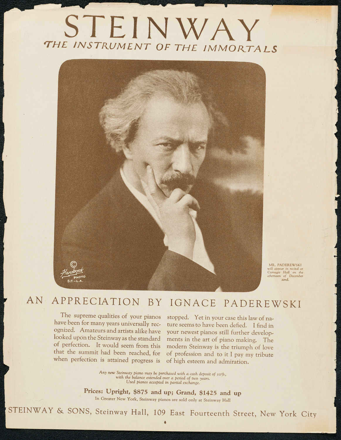 Ignacy Jan Paderewski, Piano, December 15, 1923, program page 4
