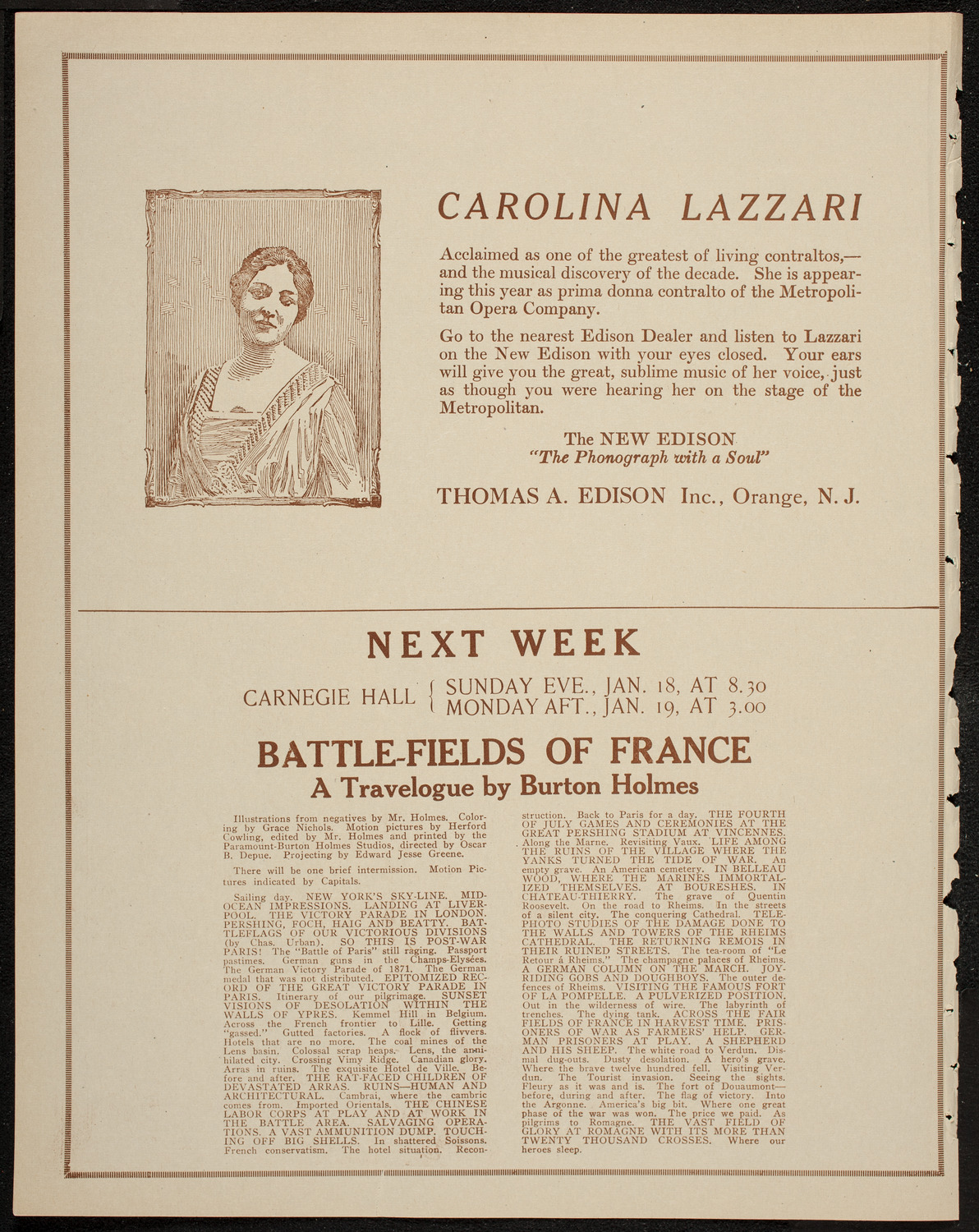 Burton Holmes Travelogue: Belgium, January 12, 1920, program page 2