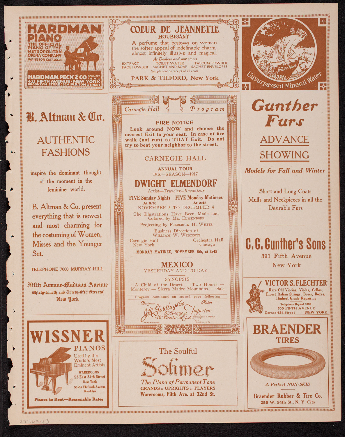 Elmendorf Lecture: Mexico, November 6, 1916, program page 5