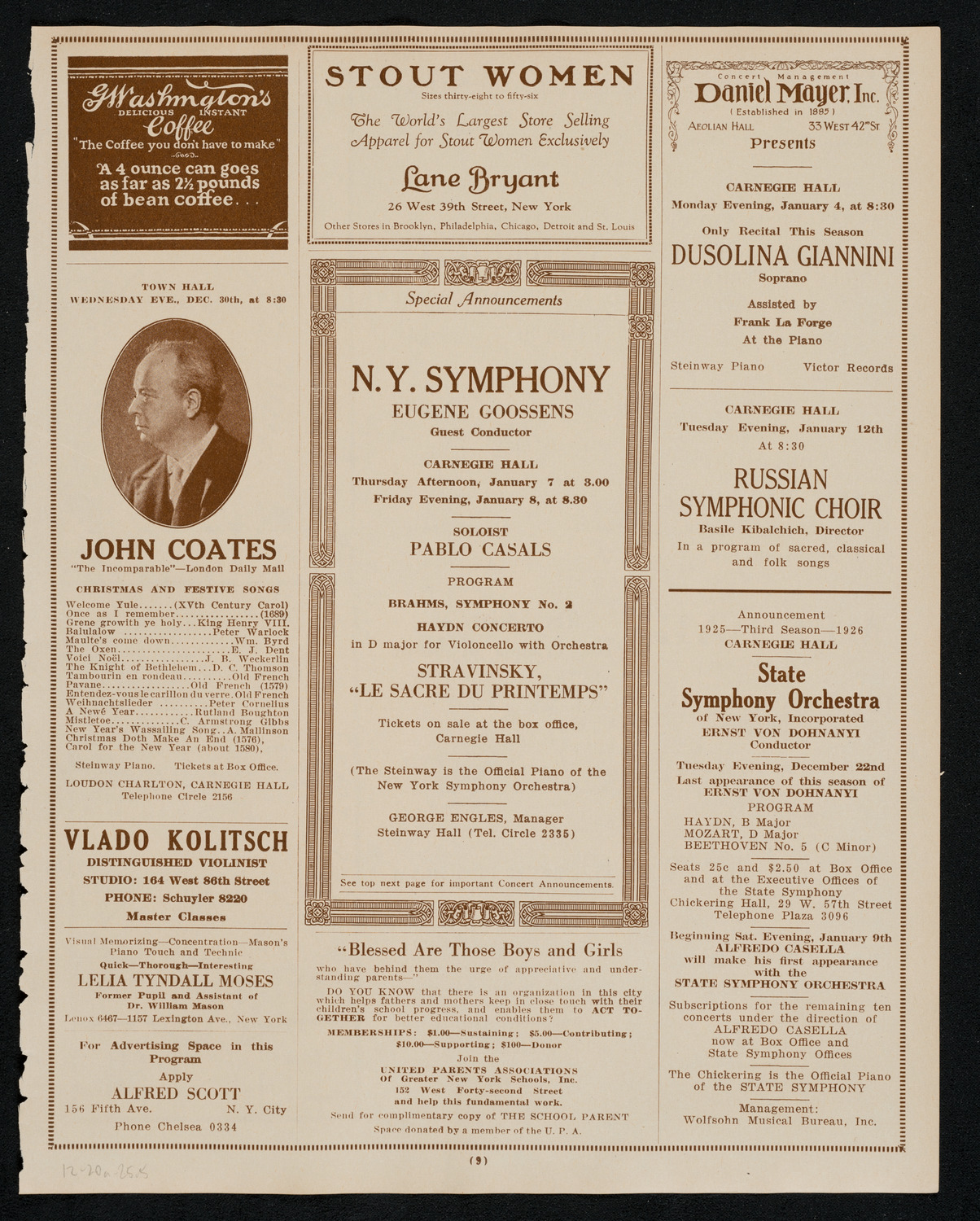 State Symphony Orchestra of New York, December 20, 1925, program page 9