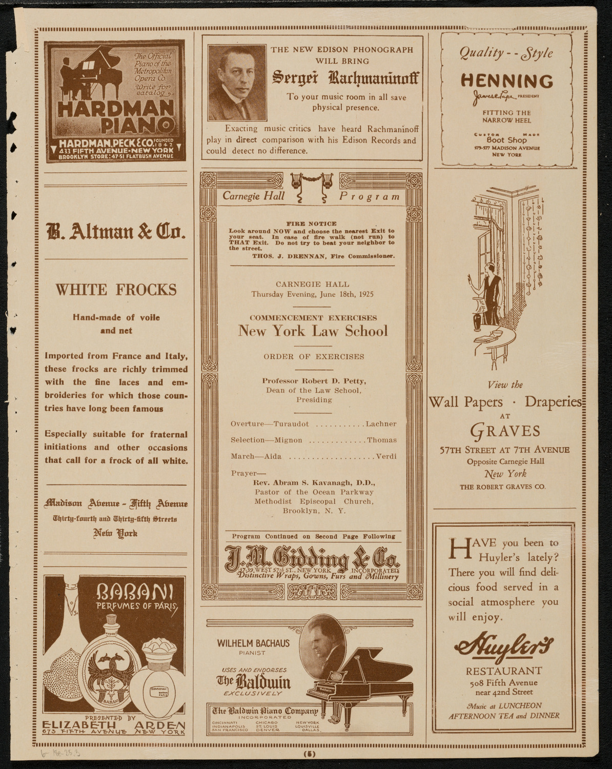 Graduation: New York Law School, June 18, 1925, program page 5