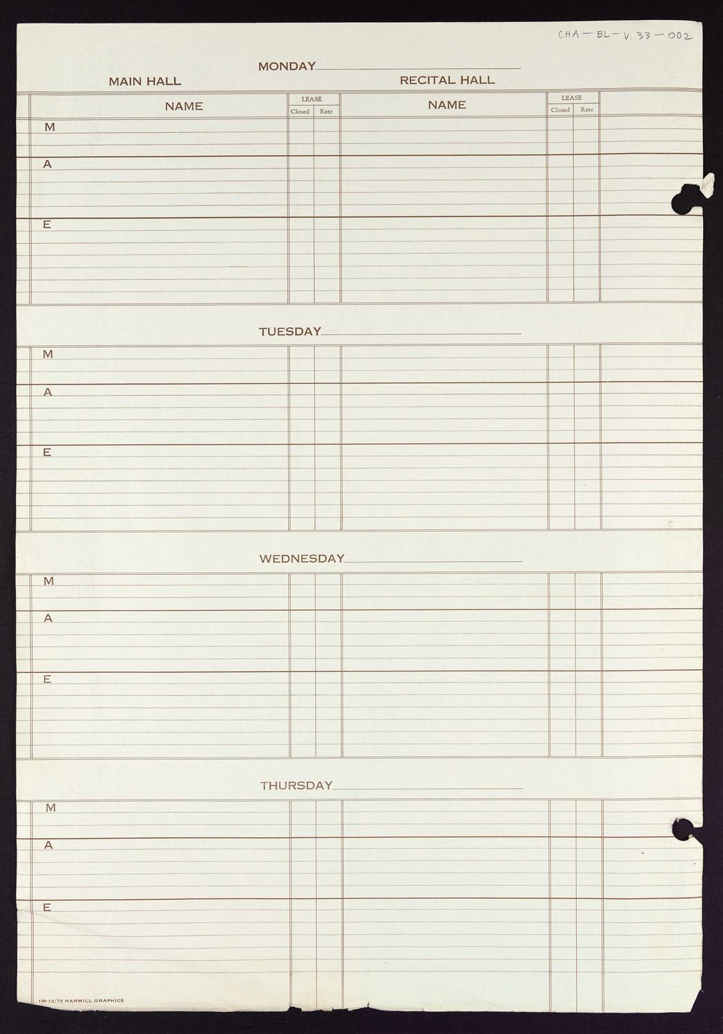 Carnegie Hall Booking Ledger, volume 33, page 2