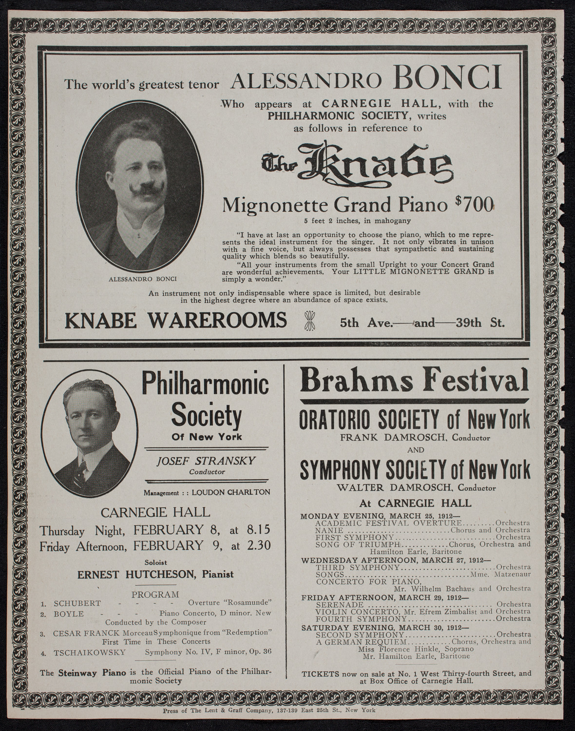 New York Philharmonic, February 4, 1912, program page 12