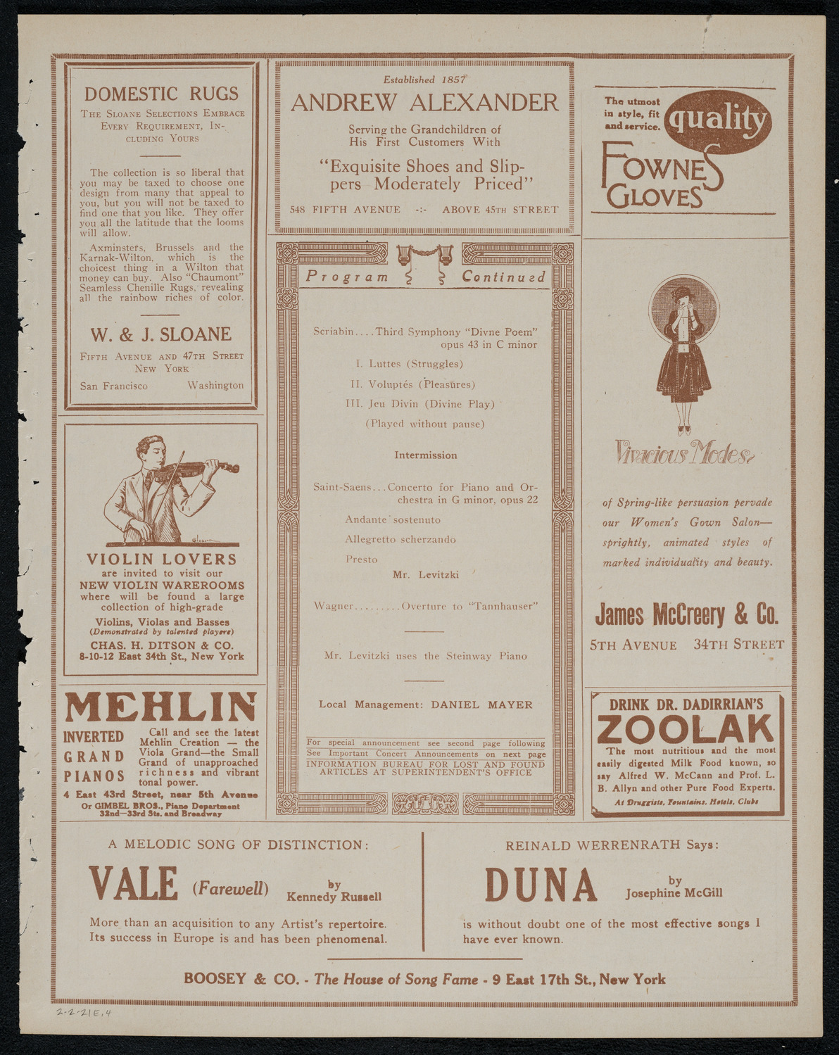 Detroit Symphony Orchestra, February 2, 1921, program page 7