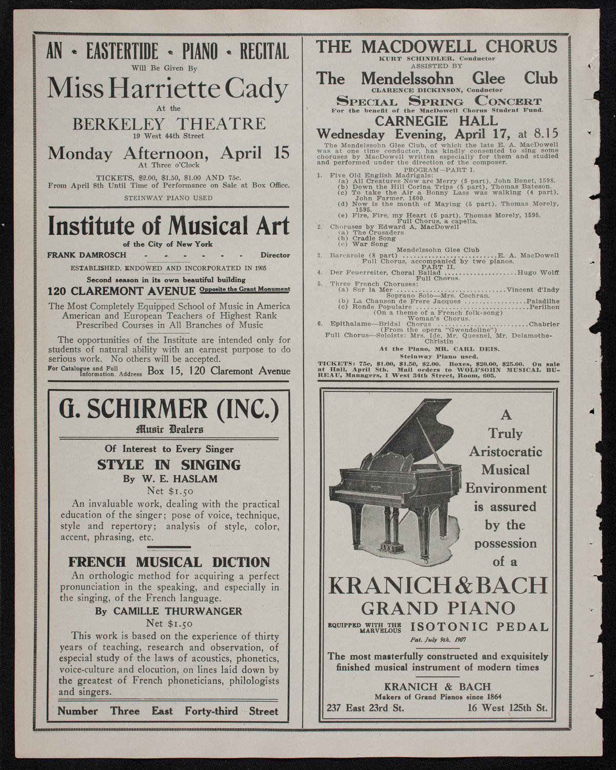 Royal Athenian String Orchestra, March 28, 1912, program page 6