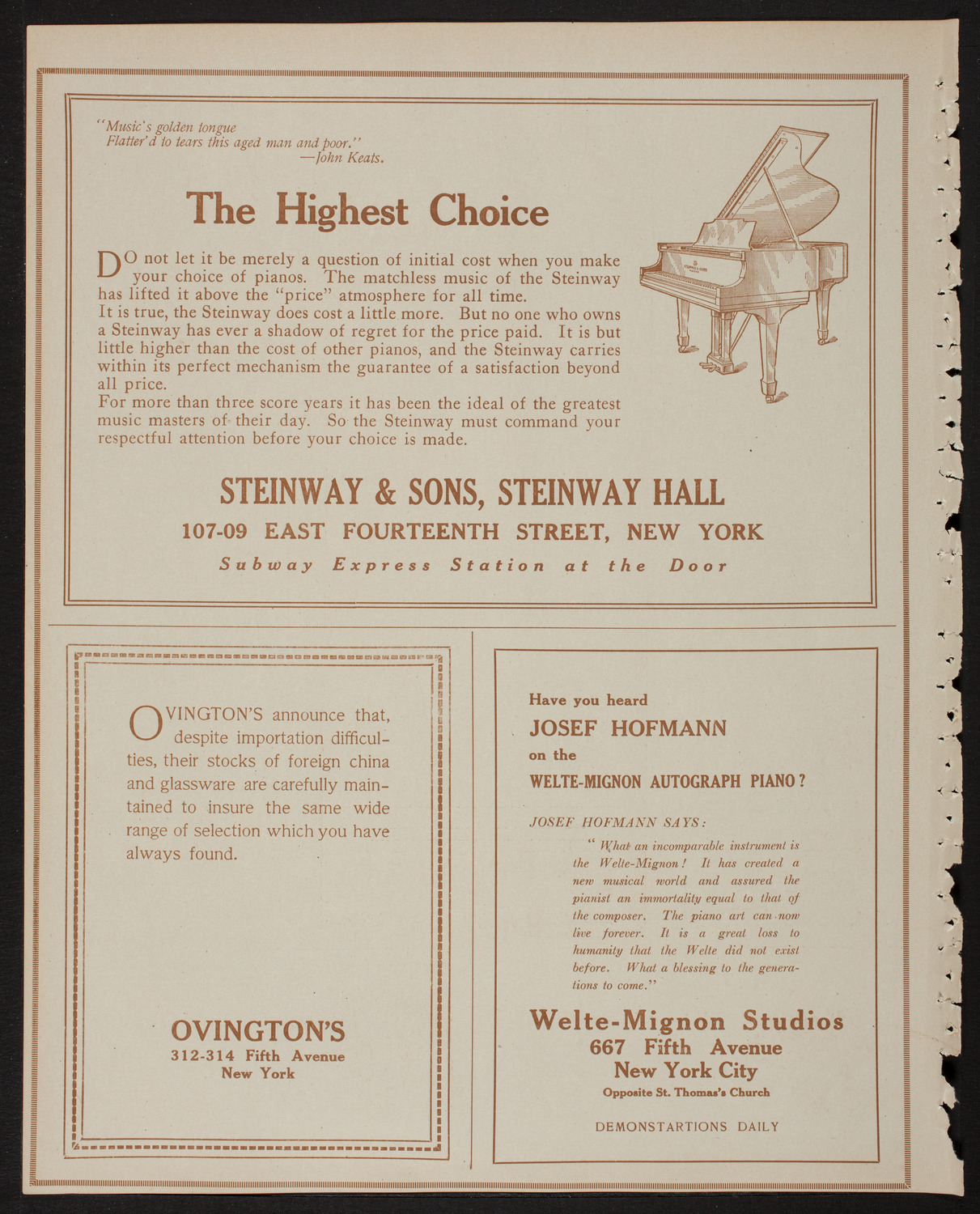 Lecture by Lieutenant Patrick Alva O'Brien, R.F.C, February 24, 1918, program page 4