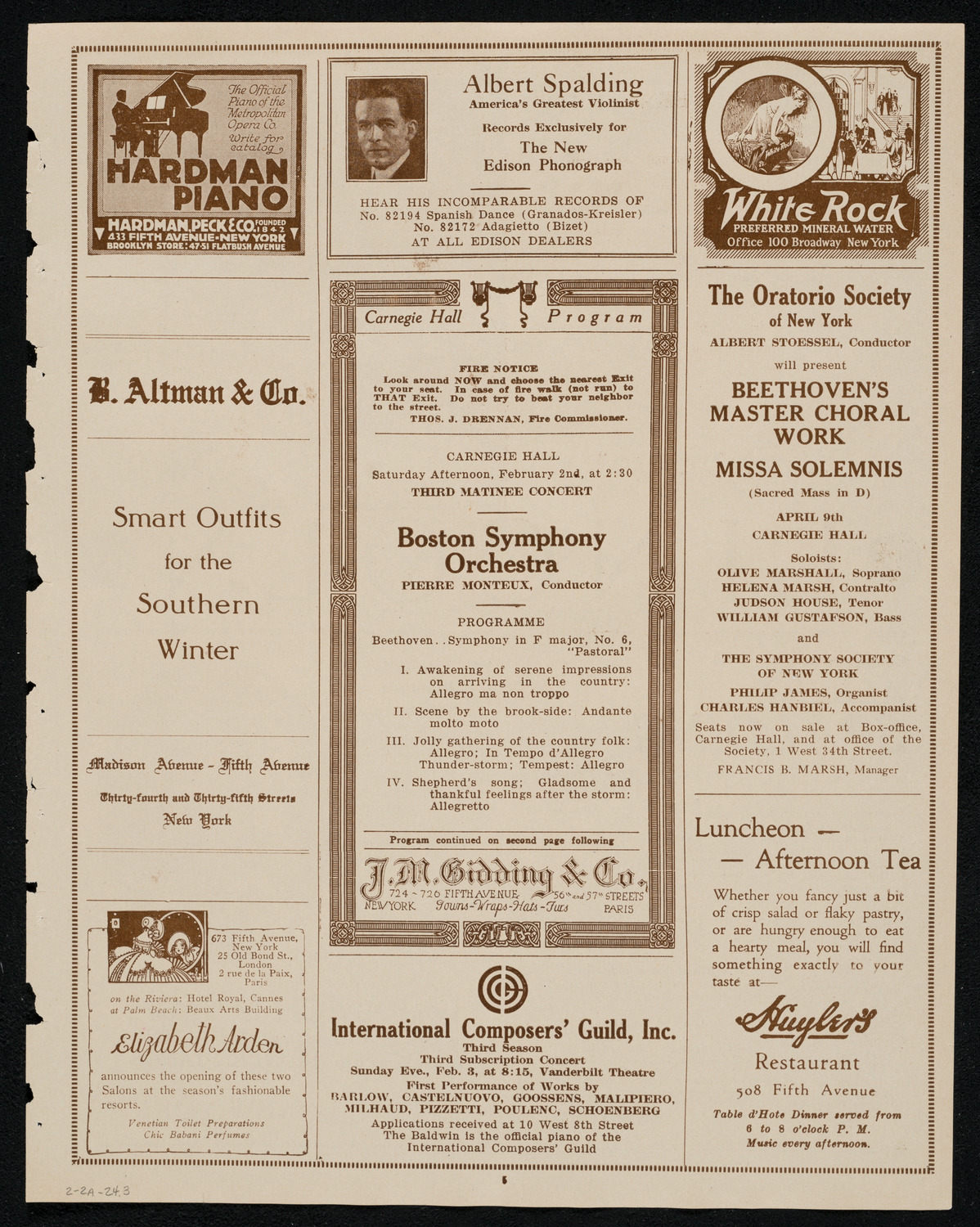 Boston Symphony Orchestra, February 2, 1924, program page 5
