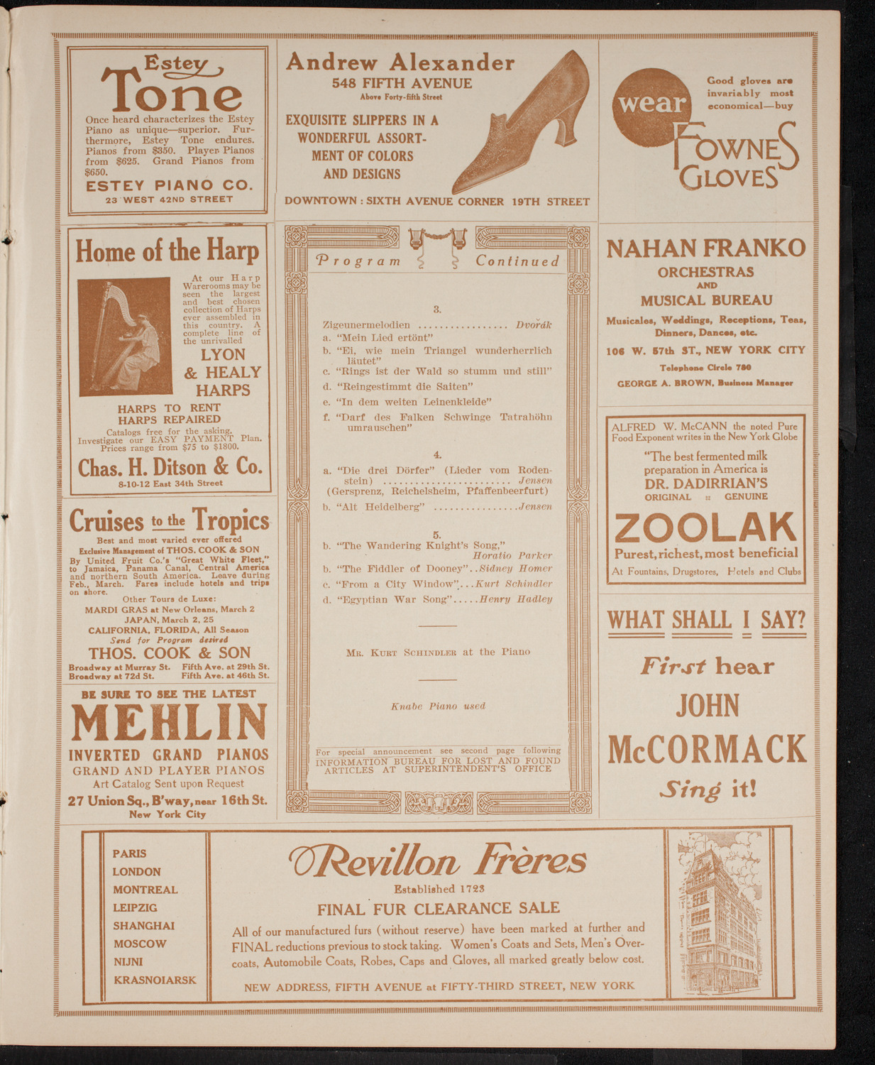 William Wade Hinshaw, February 29, 1916, program page 7