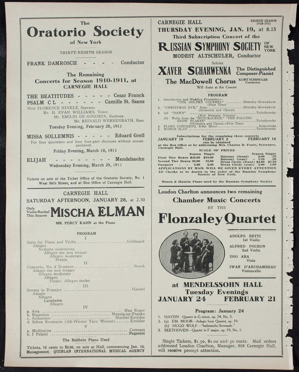 Boston Symphony Orchestra, January 12, 1911, program page 10