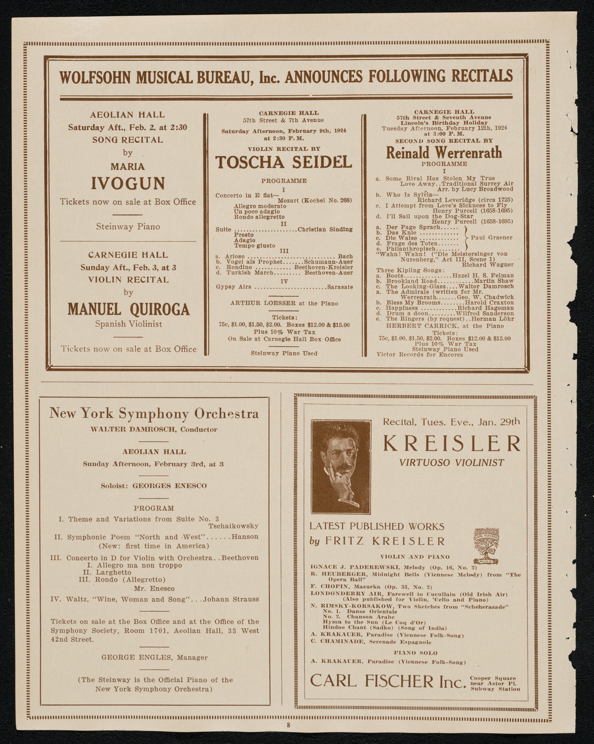 Burton Holmes Travelogue: Vienna to Berlin and the Ruhr, January 28, 1924, program page 8