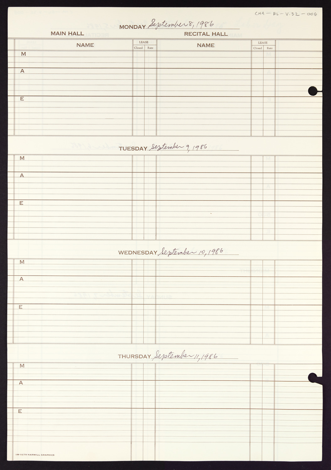 Carnegie Hall Booking Ledger, volume 32, page 6