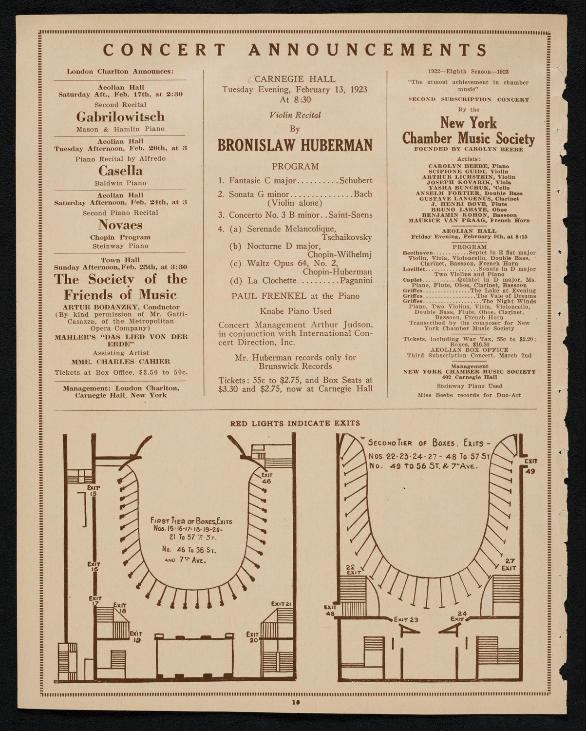 Philadelphia Orchestra, February 6, 1923, program page 10