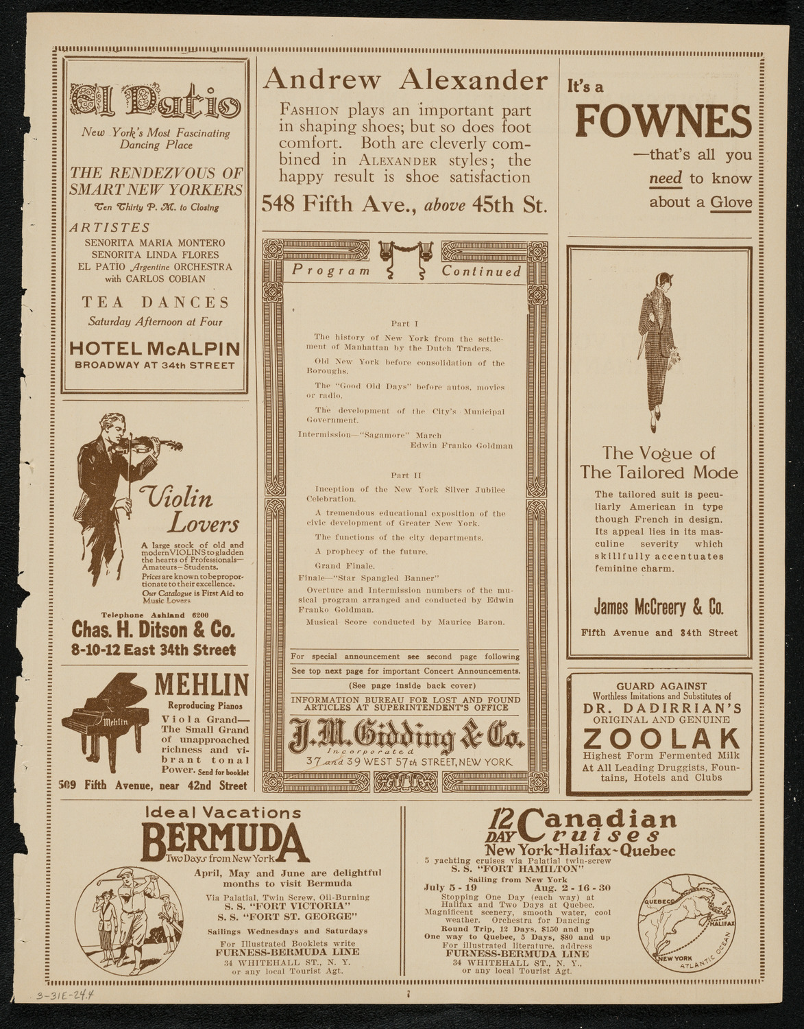 New York City Silver Jubilee Celebration, March 31, 1924, program page 7