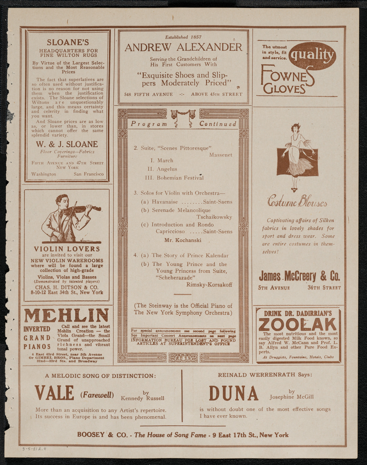 Symphony Concert for Young People, March 5, 1921, program page 7