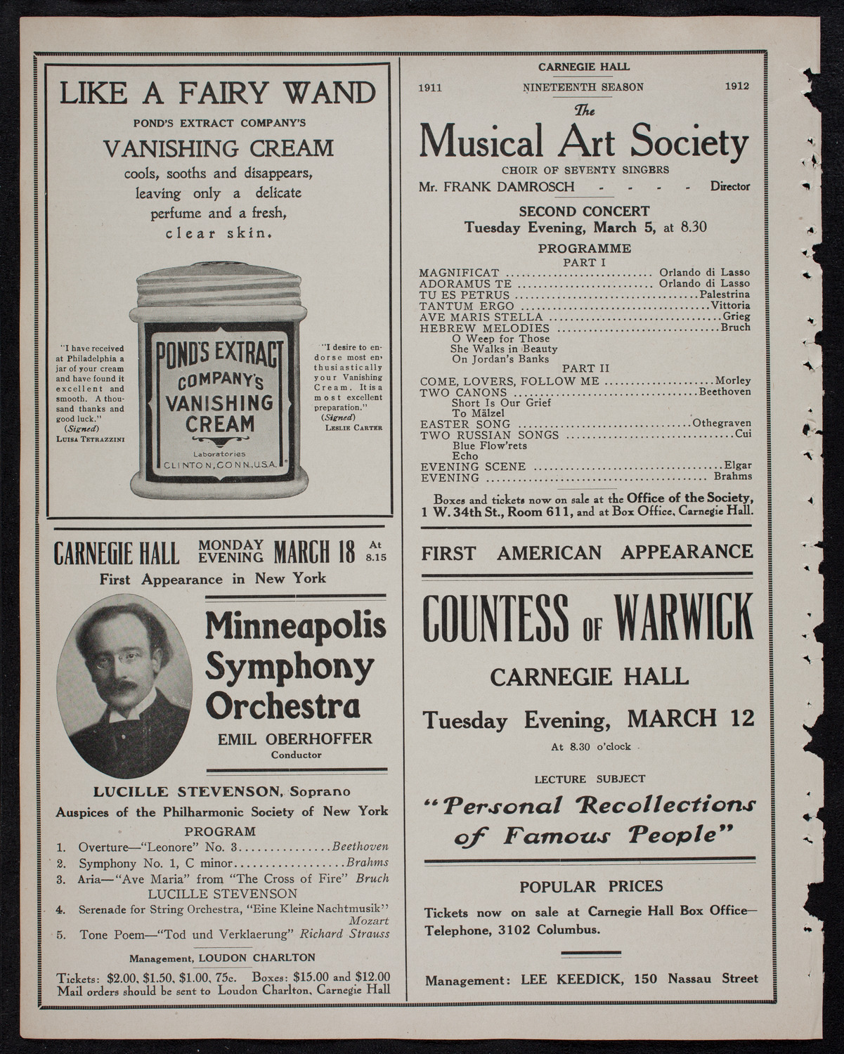 Russian Symphony Society of New York, March 3, 1912, program page 8