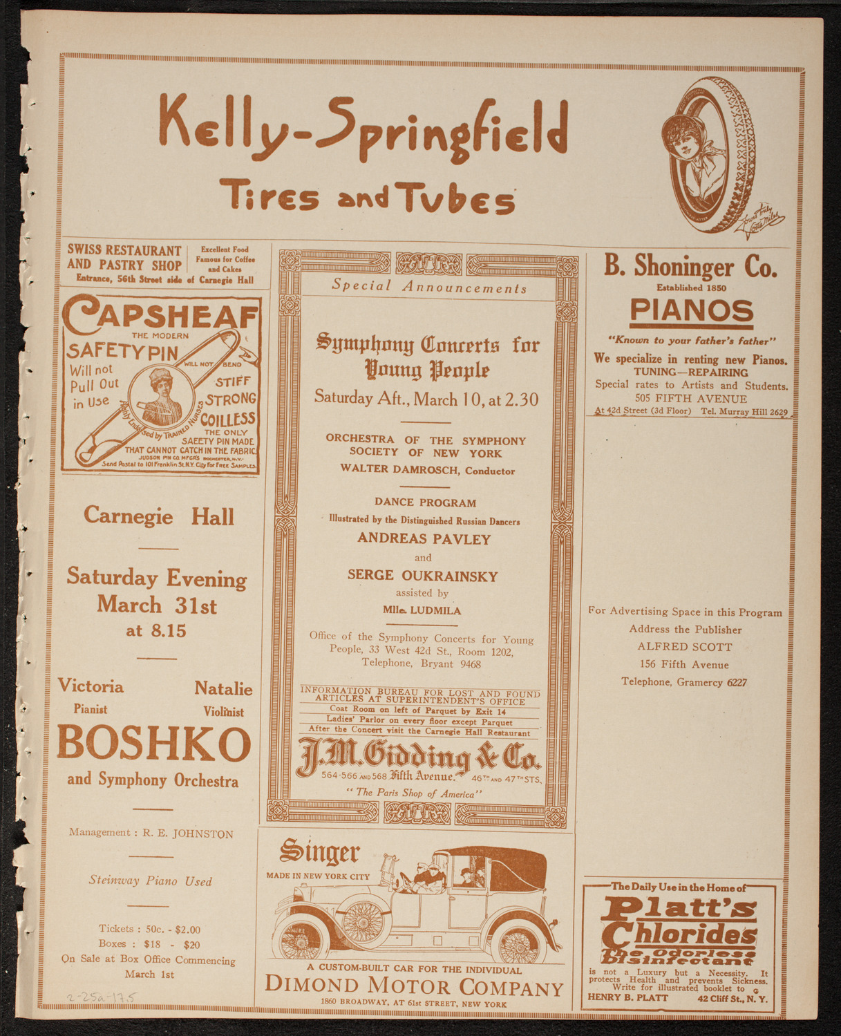 New York Philharmonic, February 25, 1917, program page 9