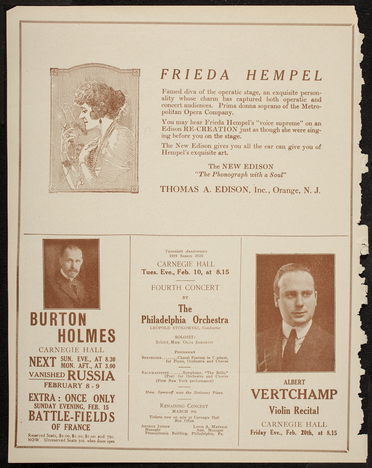 Boston Symphony Orchestra, February 5, 1920, program page 2