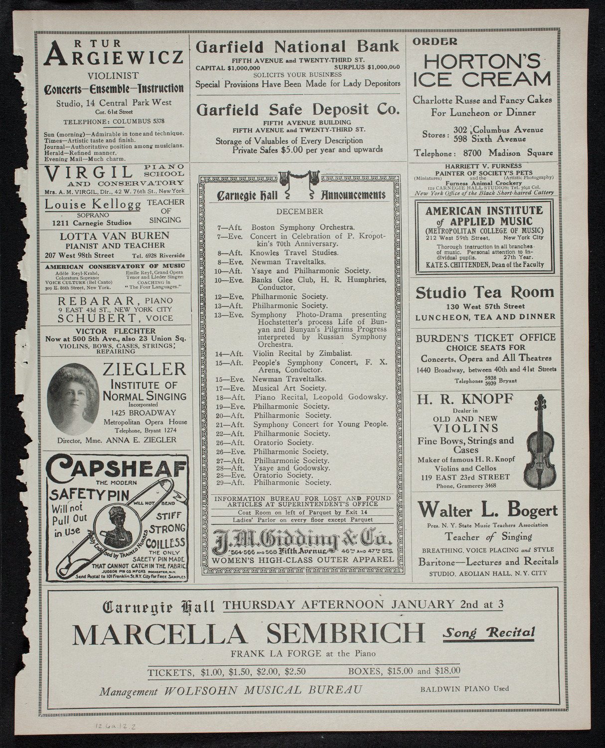 Ernest Schelling, Piano, December 6, 1912, program page 3