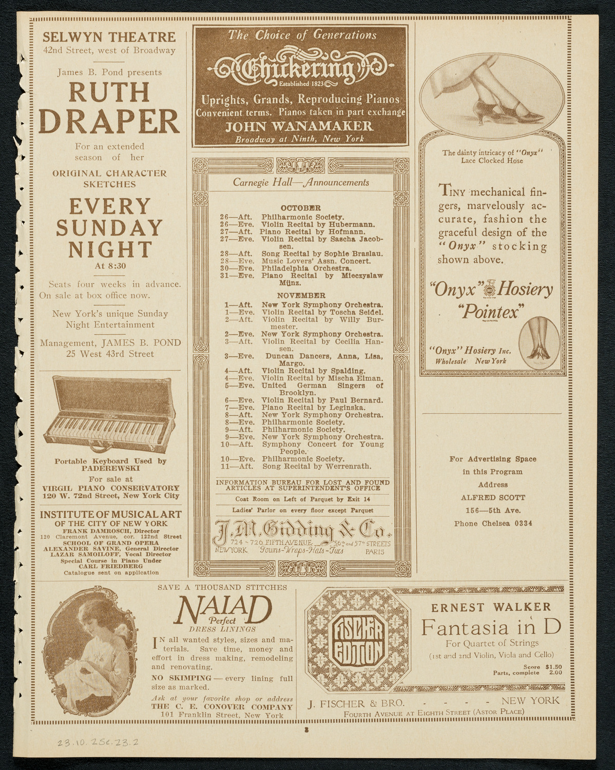 New York Philharmonic, October 25, 1923, program page 3
