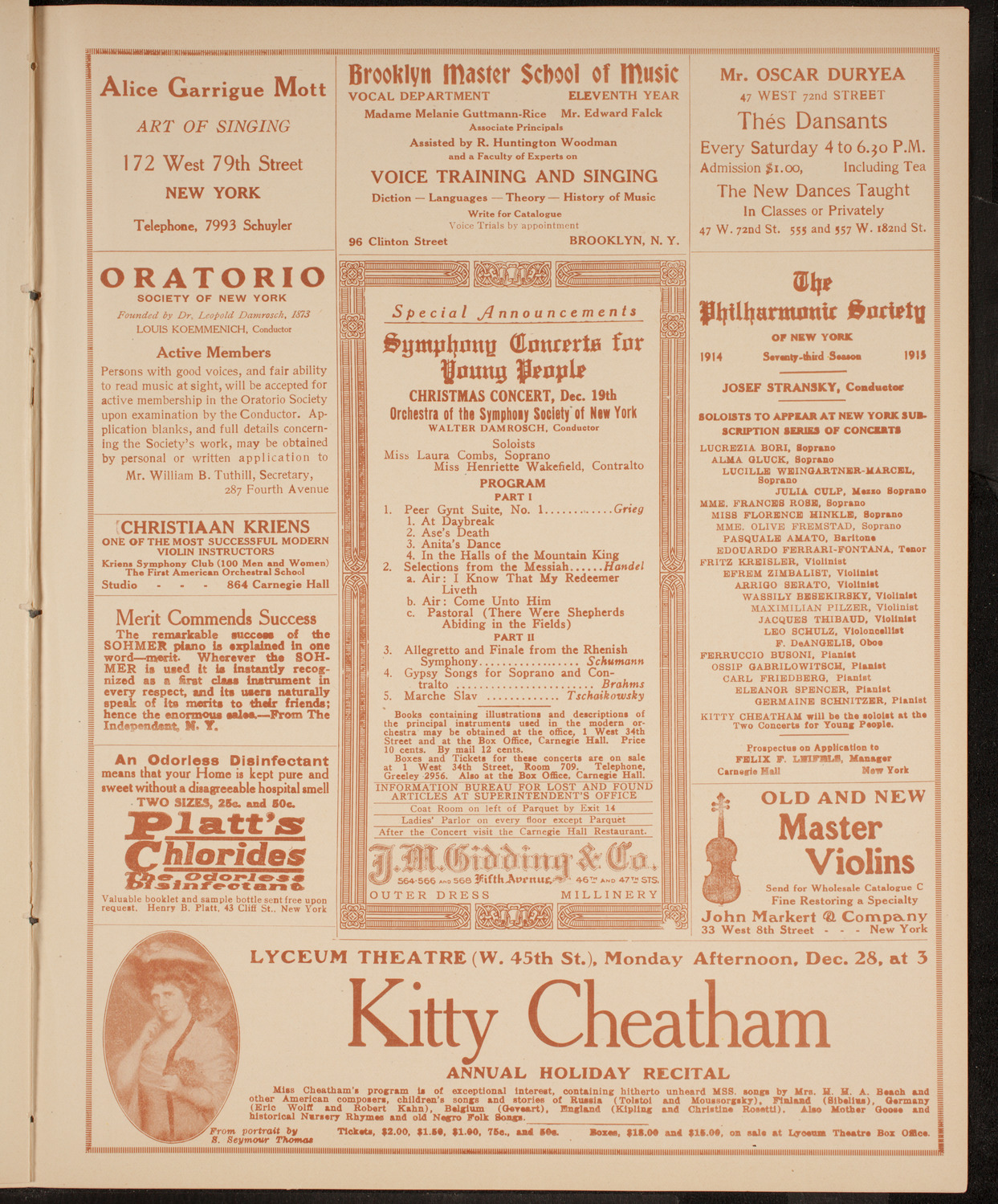 New York Philharmonic, December 17, 1914, program page 9