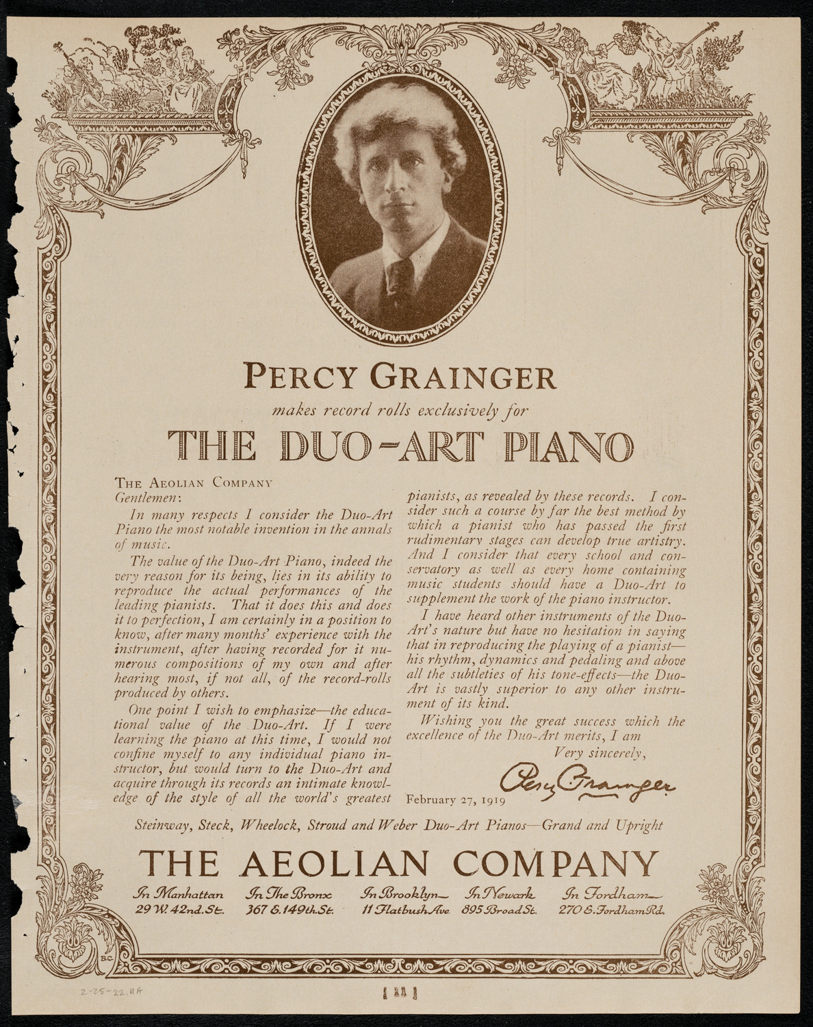 Fritz Kreisler, Violin, February 25, 1922, program page 11