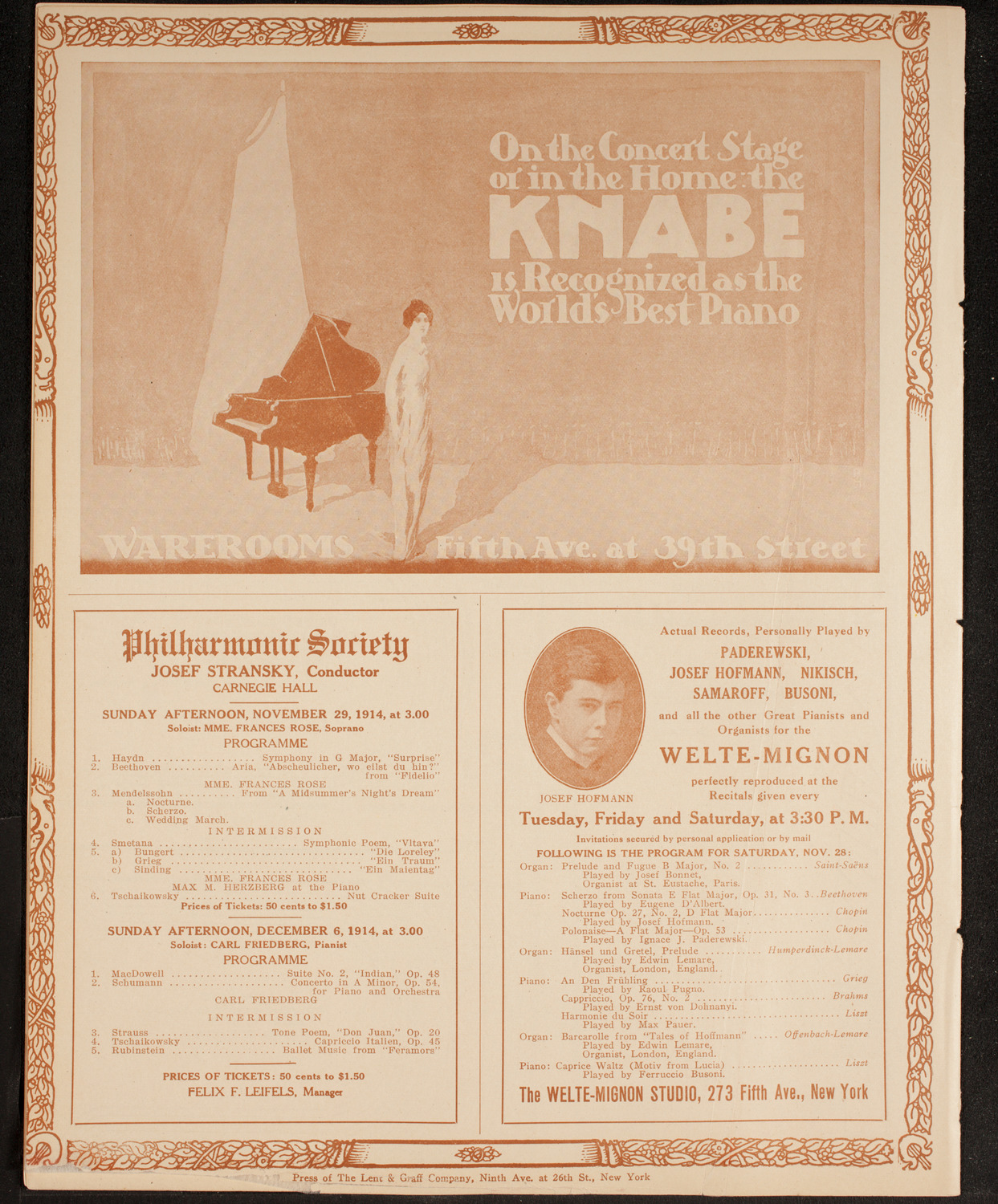 New York Philharmonic, November 27, 1914, program page 12