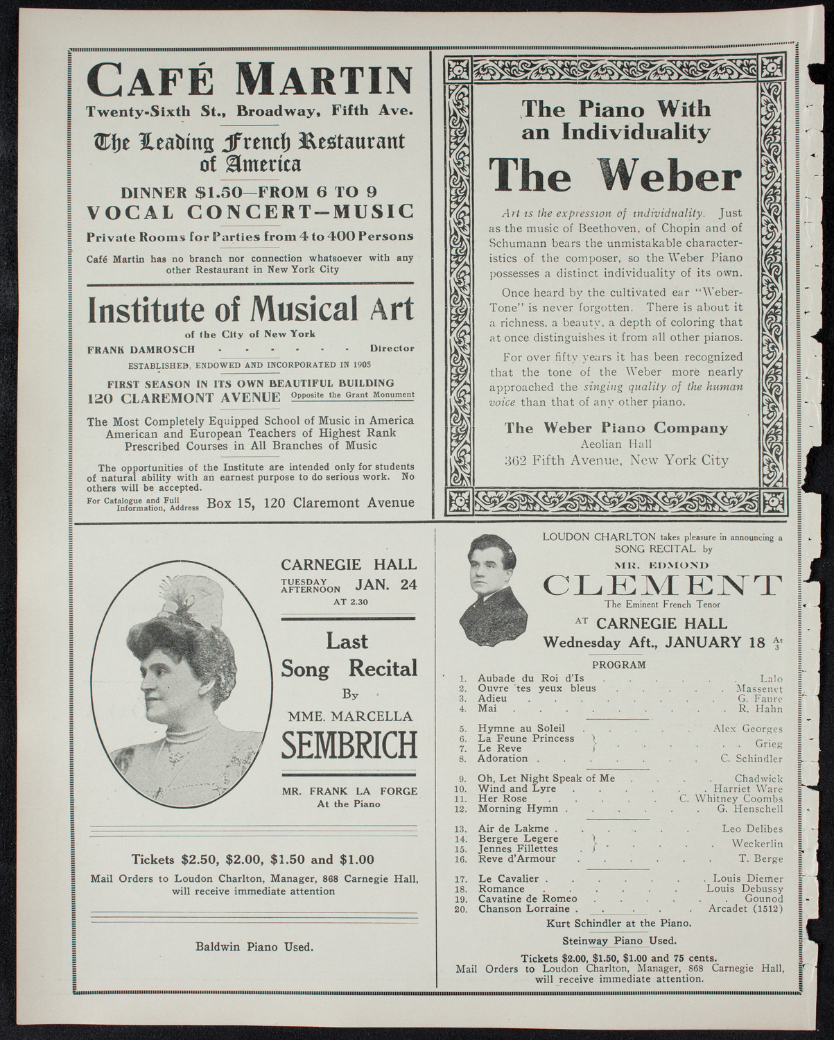 Boston Symphony Orchestra, January 14, 1911, program page 6
