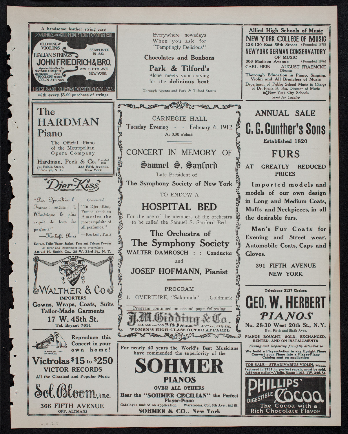 New York Symphony Orchestra: Concert in Memory of Samuel S. Sanford, February 6, 1912, program page 5