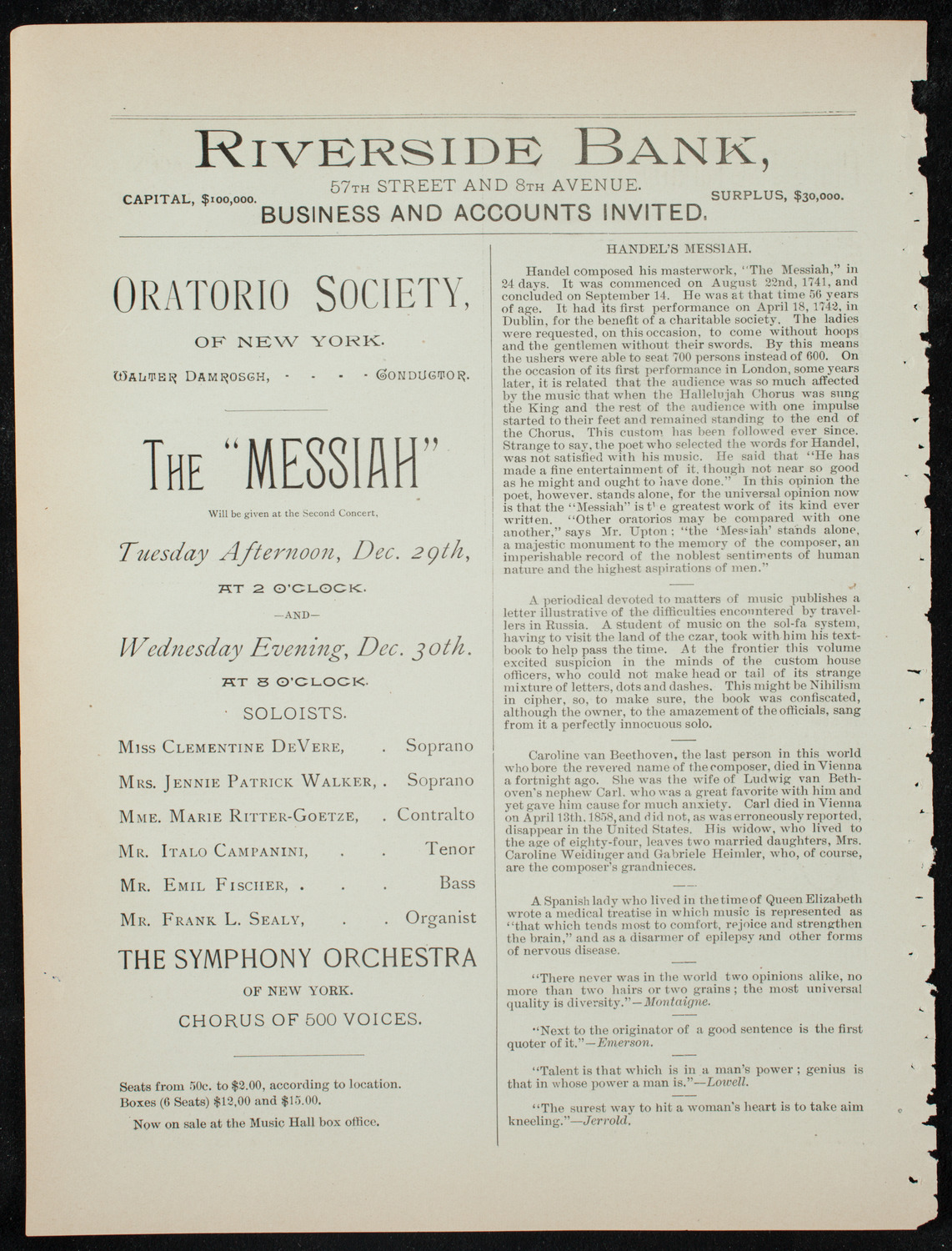 Grand Concert, December 22, 1891, program page 8