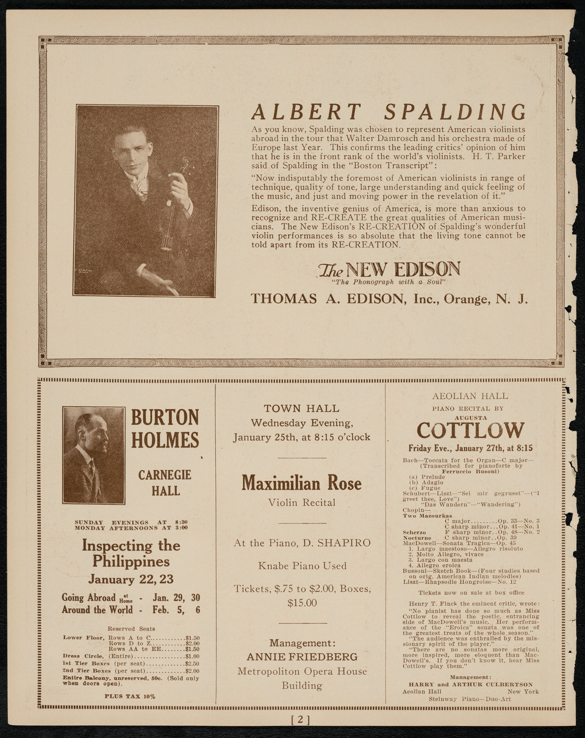 Leonardo da Vinci Evening with Comm. Dr. John W. Lieb, January 20, 1922, program page 2