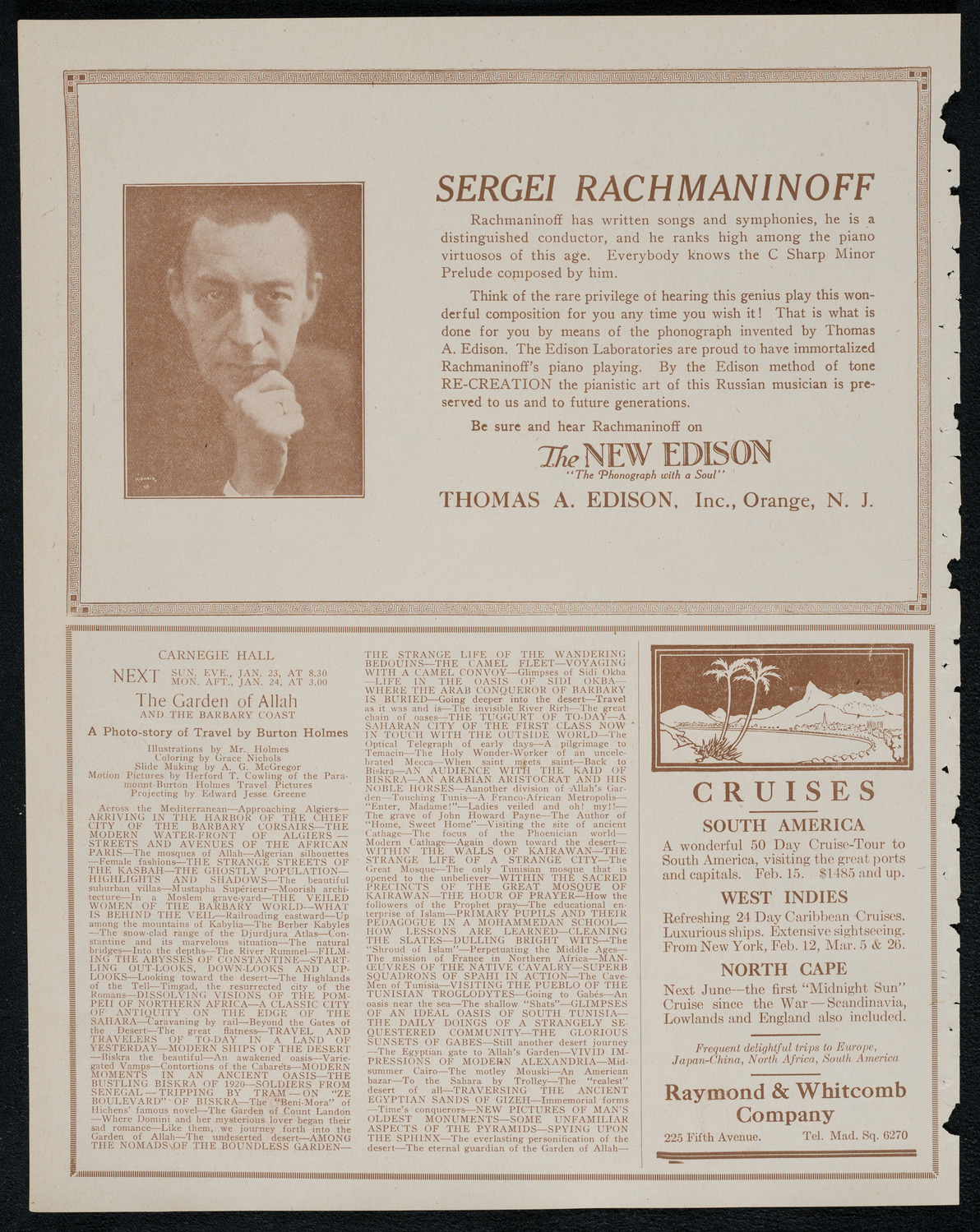 Burton Holmes Travelogue: Jerusalem, January 16, 1921, program page 2