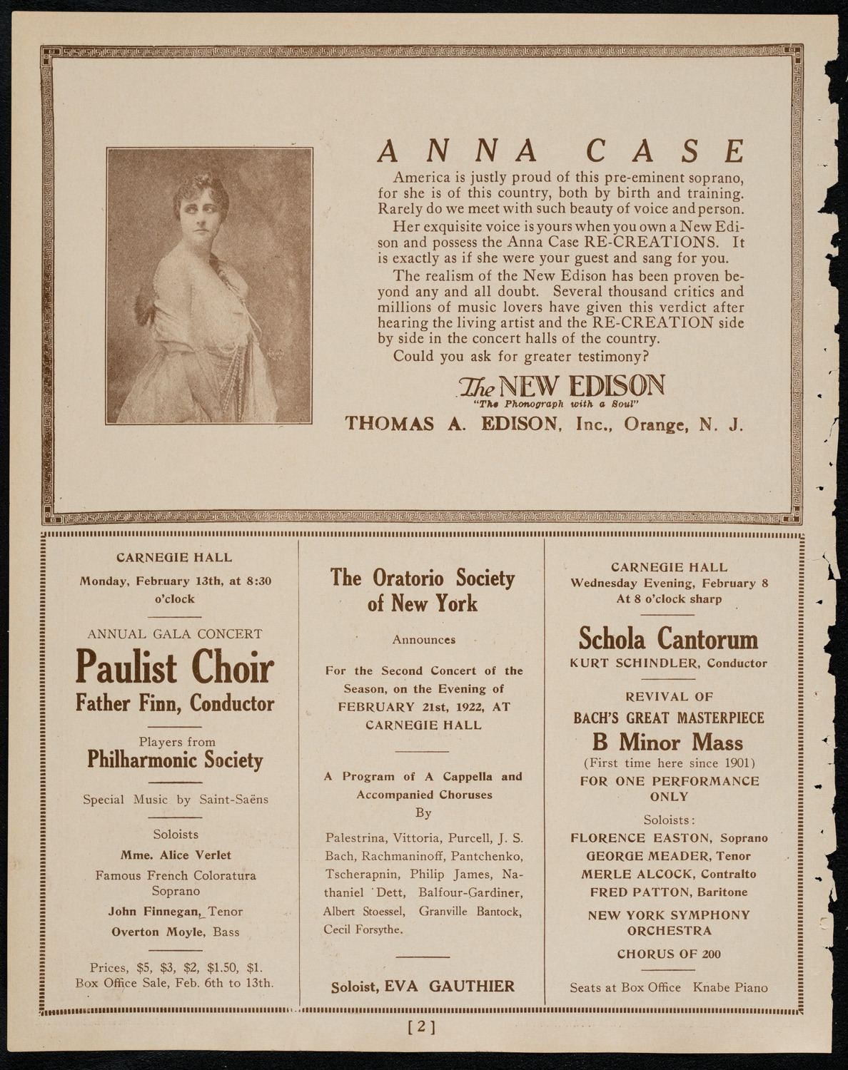 Claire Dux, Soprano, February 5, 1922, program page 2