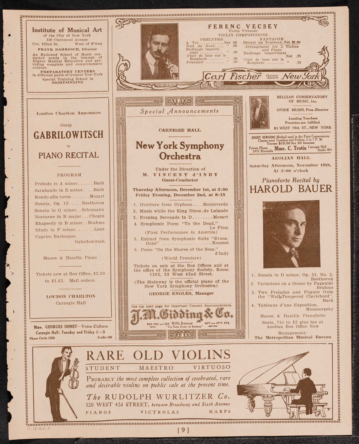 Reinald Werrenrath, Baritone, November 13, 1921, program page 9