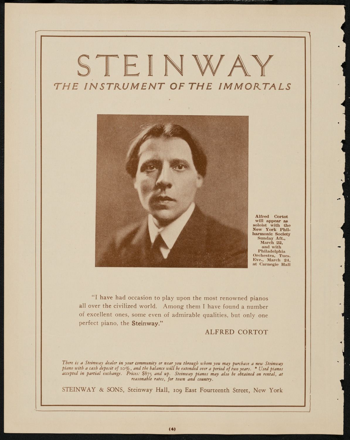 New York Philharmonic, March 20, 1925, program page 4