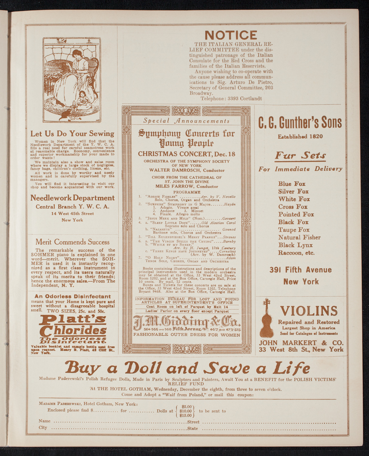 New York Philharmonic, November 28, 1915, program page 9