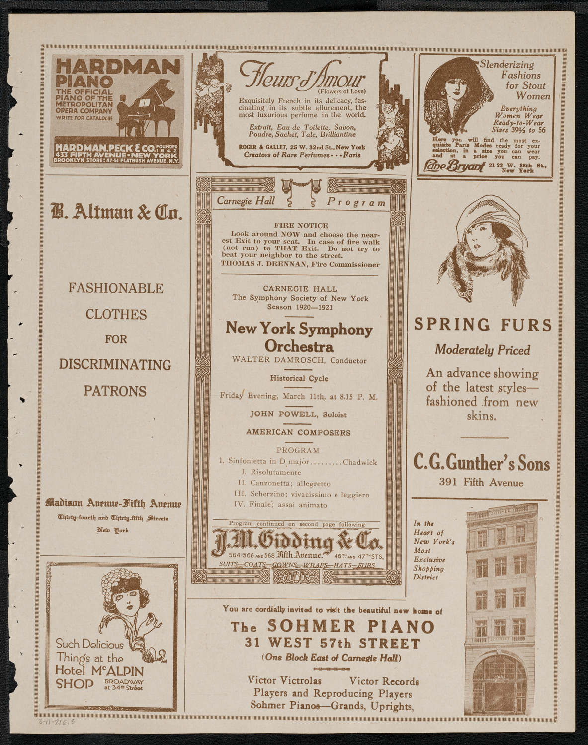 New York Symphony Orchestra, March 11, 1921, program page 5