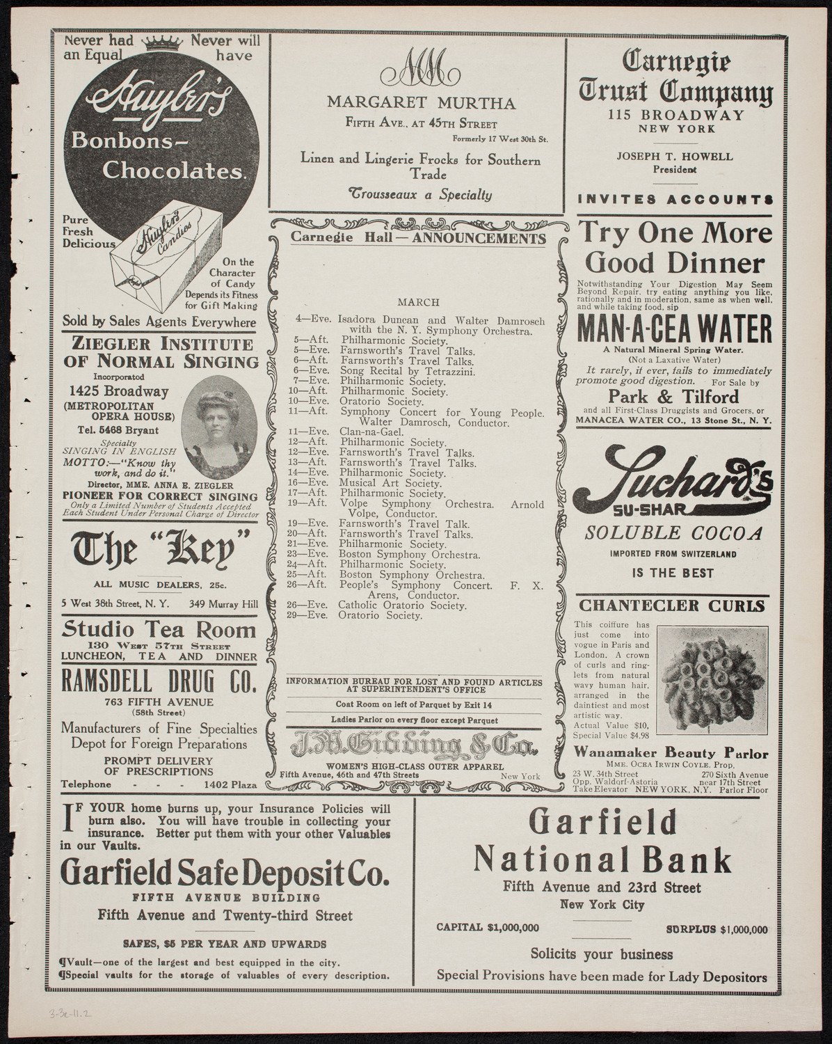 MacDowell Chorus, March 3, 1911, program page 3