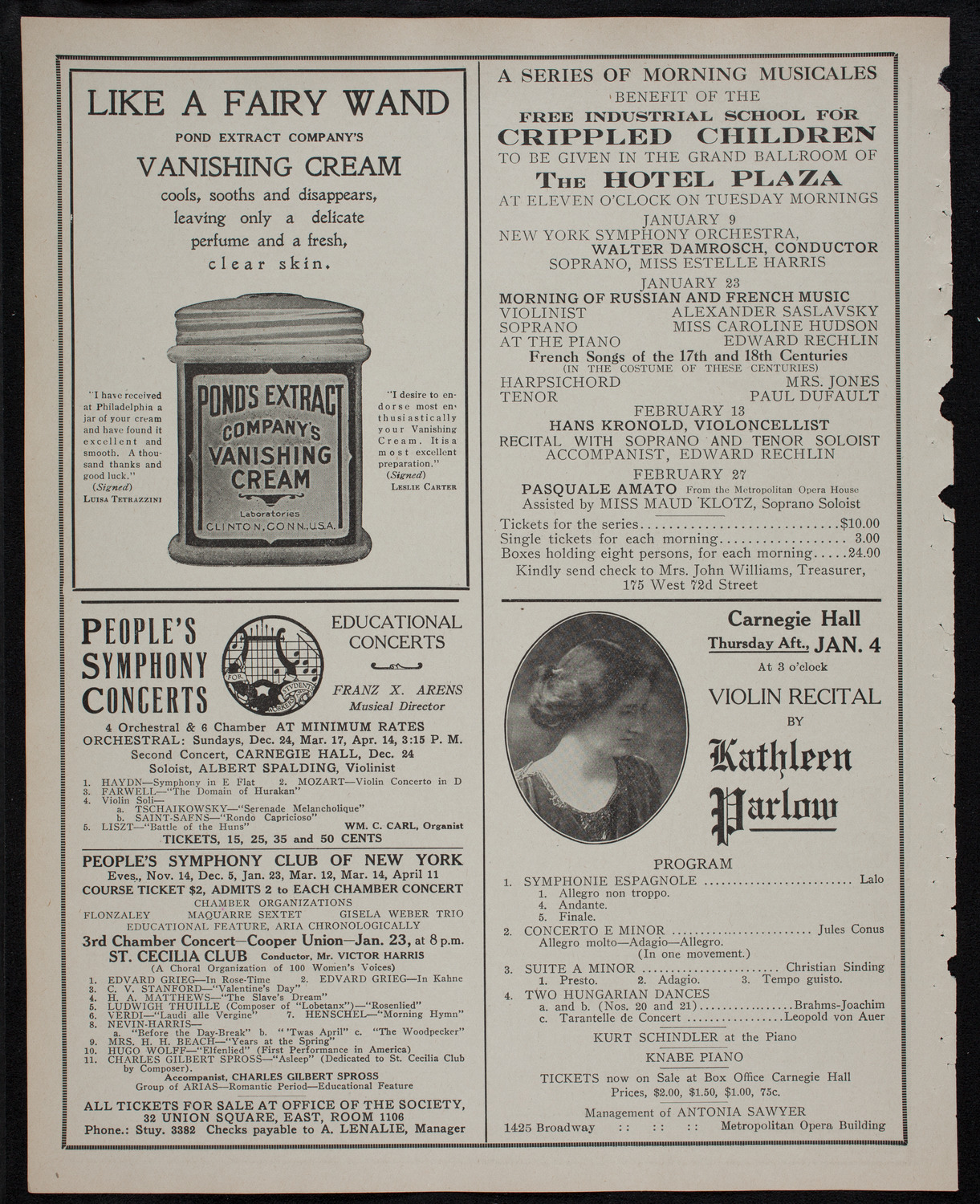 New York Philharmonic, December 22, 1911, program page 8