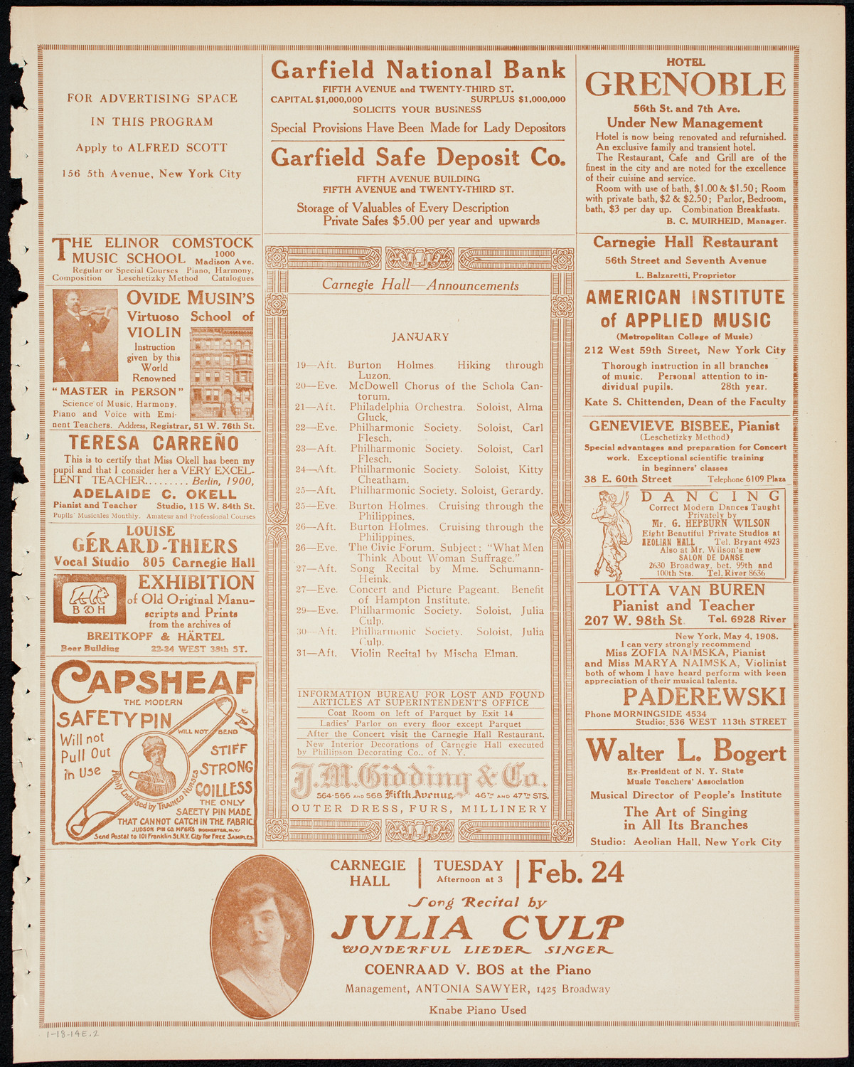 Burton Holmes Travelogue: Hiking Through Luzon, January 18, 1914, program page 3