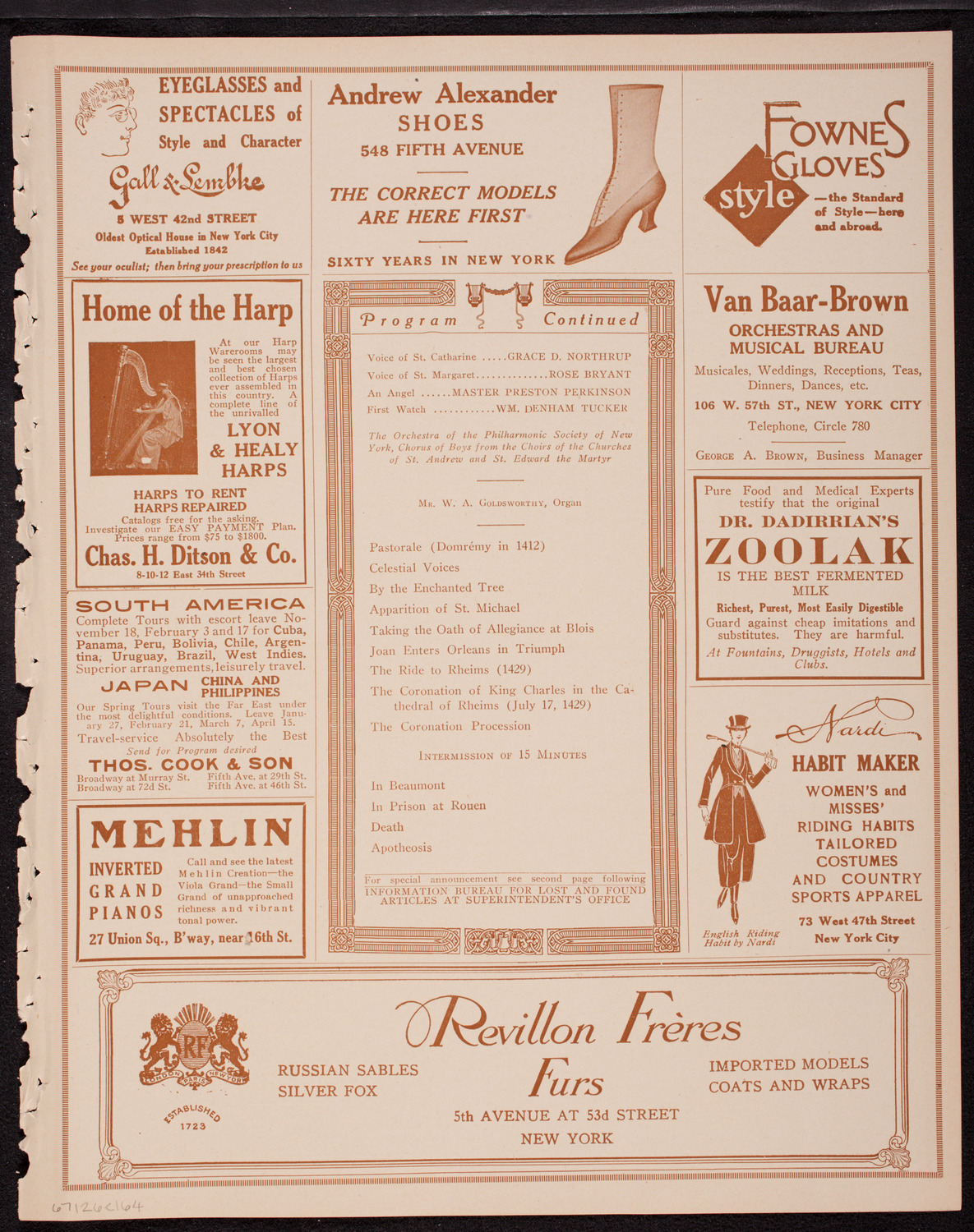 Oratorio Society of New York, December 6, 1916, program page 7