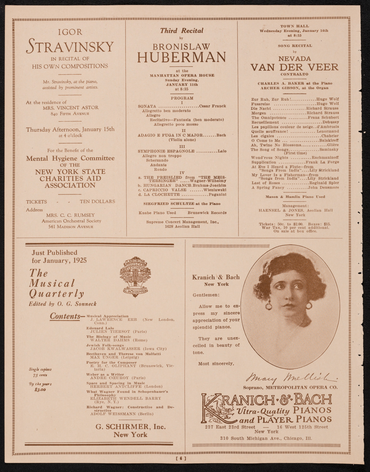 New York Symphony Orchestra, January 9, 1925, program page 6