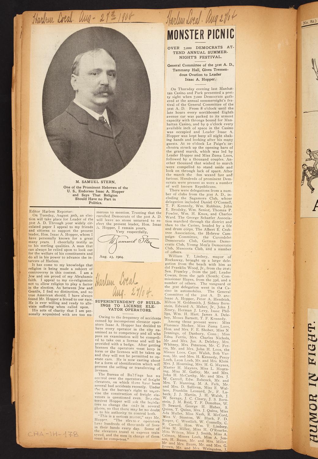 Isaac Hopper Scrapbook, page 178: 1904