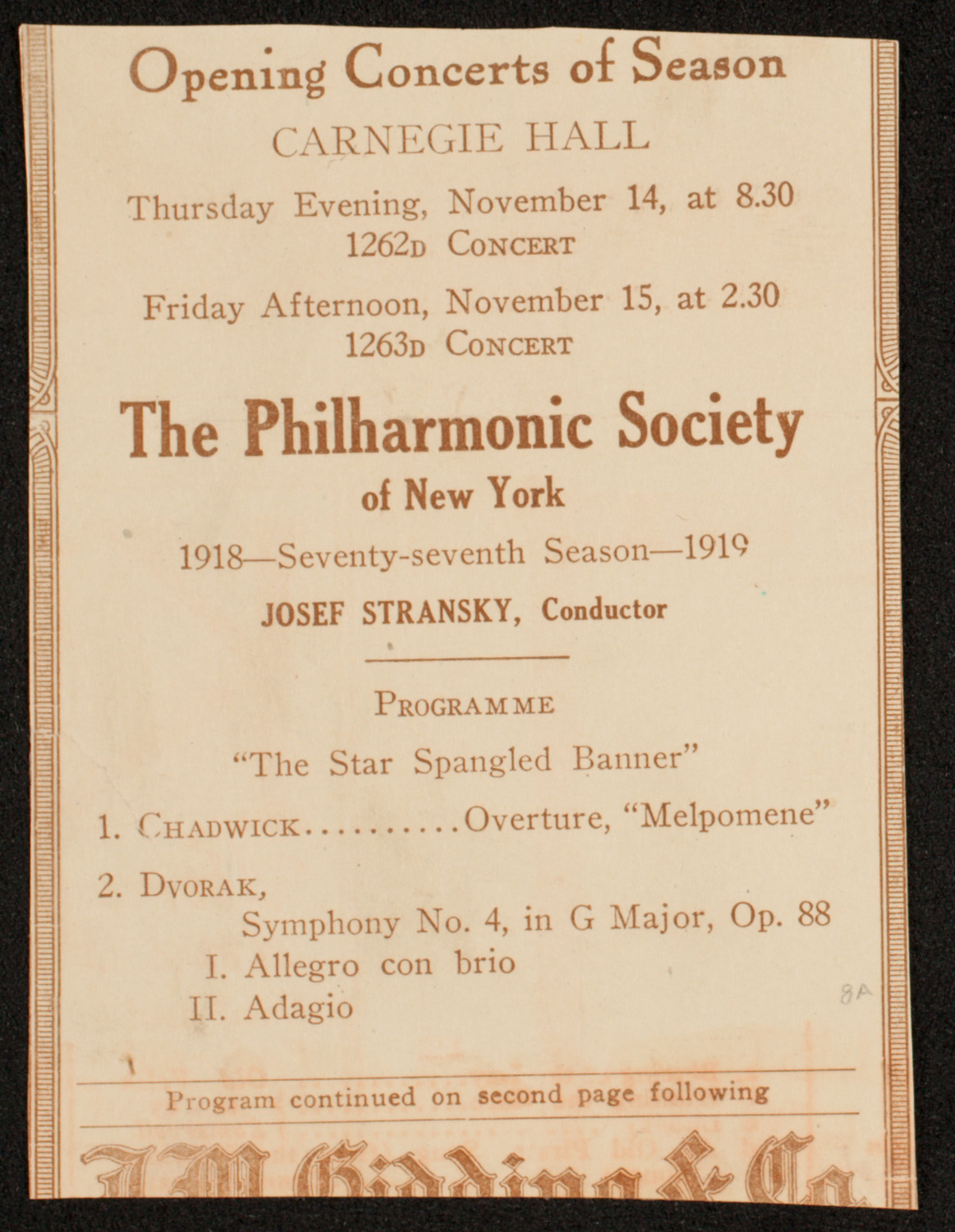 Raoul Vidas, Violin, November 10, 1918, program page 5