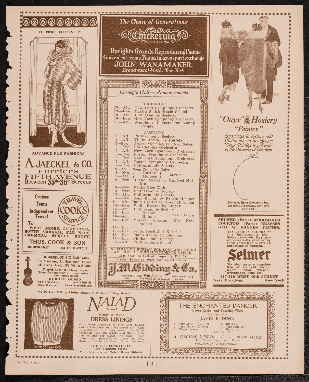 Oratorio Society of New York, December 28, 1921, program page 3