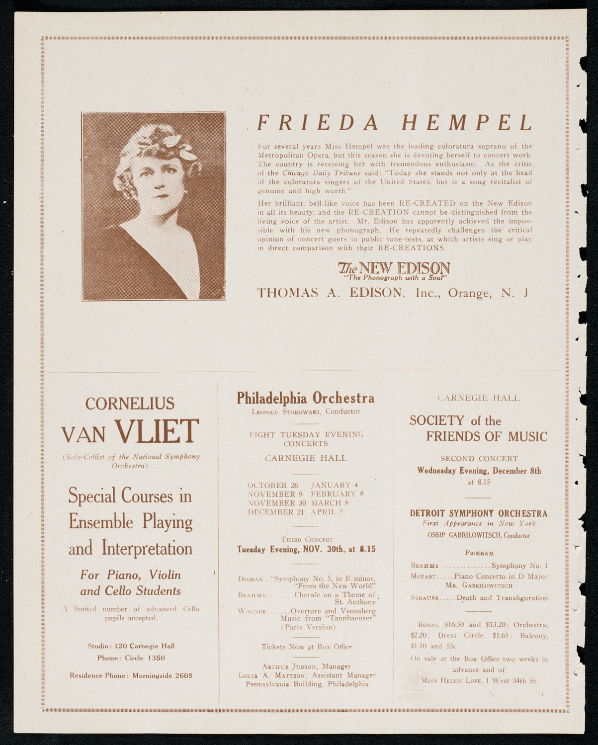 Social and Scientific Society Gala Concert, November 27, 1920, program page 2