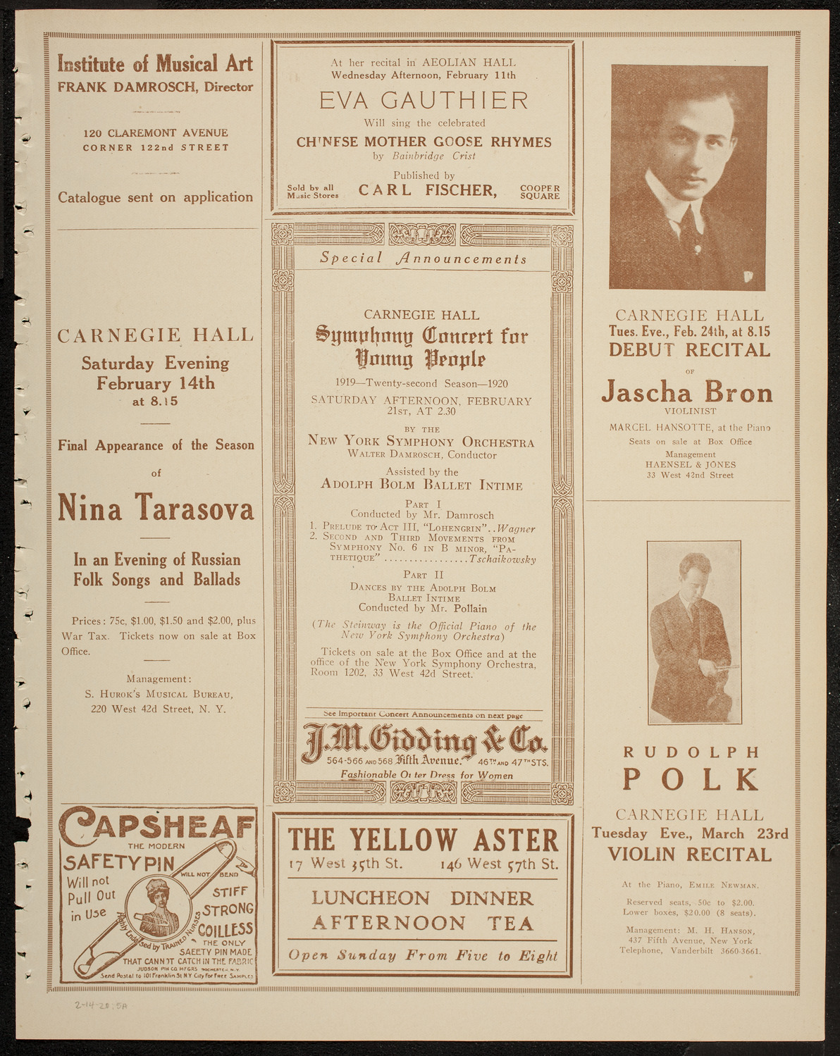 Albert Spalding, Violin, February 14, 1920, program page 9