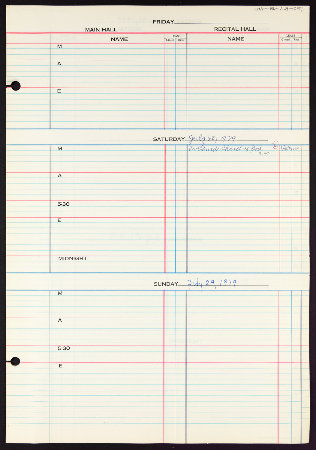 Carnegie Hall Booking Ledger, volume 24, page 97