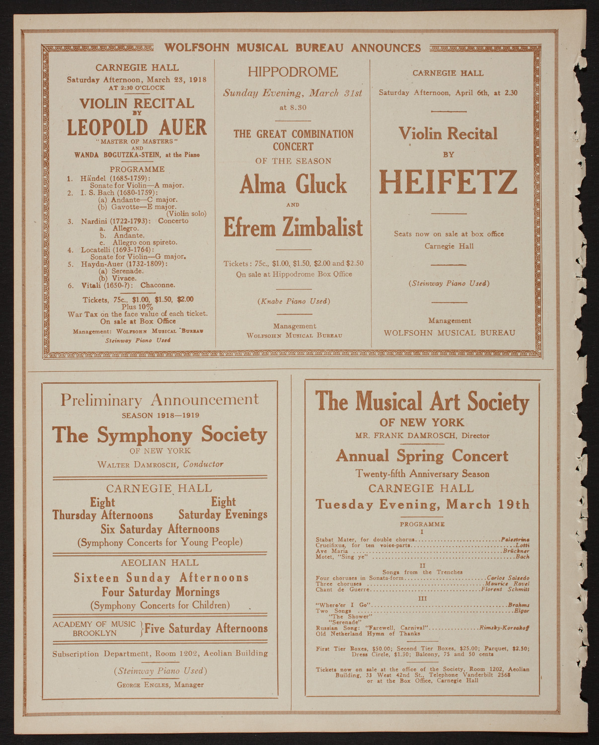 Meeting: The Humanitarian Cult, March 18, 1918, program page 8