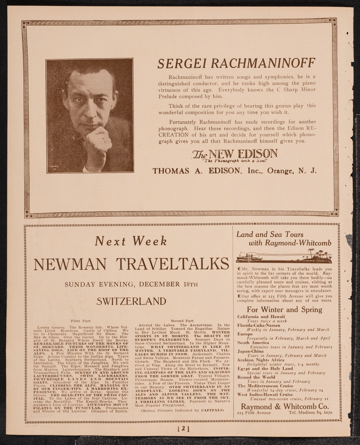 Newman Traveltalks: Norway, Sweden and Denmark, December 11, 1921, program page 2